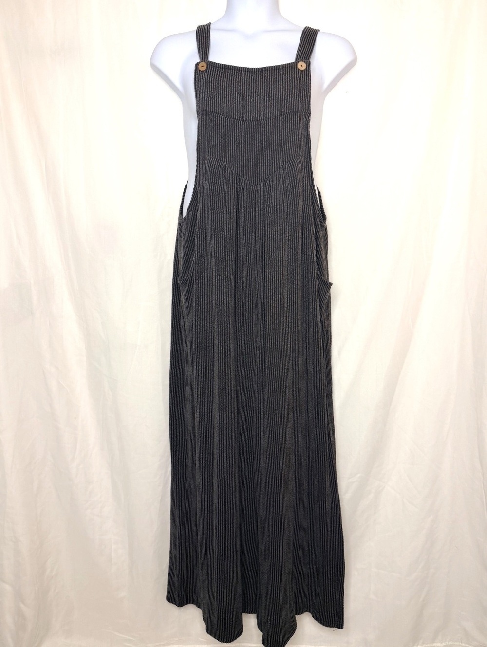 ODDI Ribbed Wide Leg Overalls Charcoal 3X